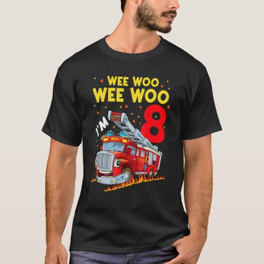 T-shirt Son L'alarme Je suis 8 Anniversaire Boy Fire Truck (Devant)