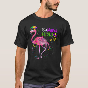 T-shirt Son Mardi Gras Yall Funky Flamant rose Mardi Gras 