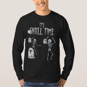 T-shirt Son Skull Time Dancing Skeletons Sur Cemetery Hall