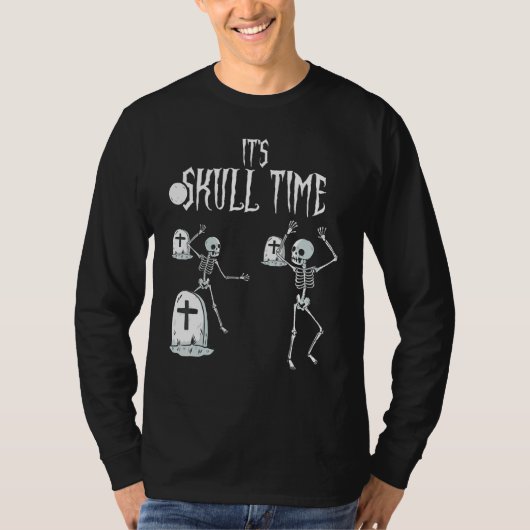 T-shirt Son Skull Time Dancing Skeletons Sur Cemetery Hall (Devant)