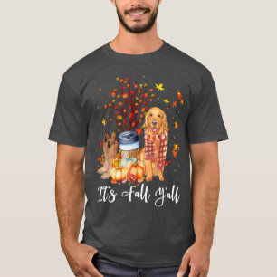 T-shirt Son Yall Golden Retriever Chien Citrouille Fall Au