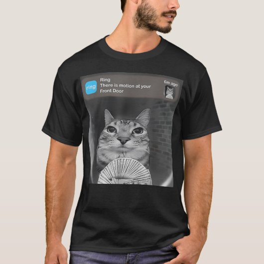 T-shirt Sonnette Drôle de Chat Mème Argent (Devant)