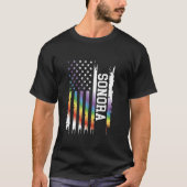 T-shirt Sonora États-Unis Arc-en-ciel déprimé avec drapeau (Devant)
