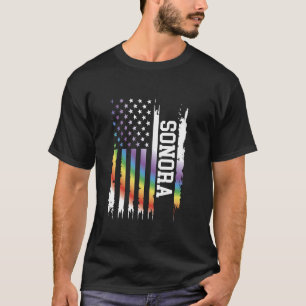 T-shirt Sonora États-Unis Arc-en-ciel déprimé avec drapeau