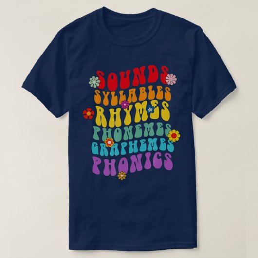 T-shirt Sons Syllables Rhymes Phonemes Science De Lecture (Design devant)