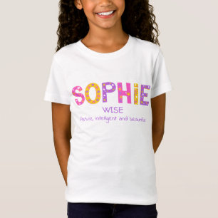 T-Shirt Sophie Girls nom signifiant rose pourpre fleurie é
