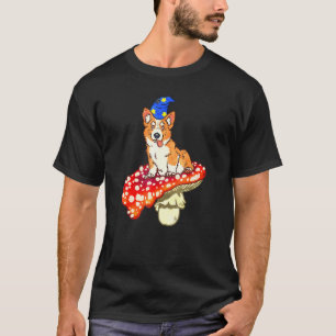T-shirt Sorcier Corgi Magique Assis Sur Un Champignon Tach