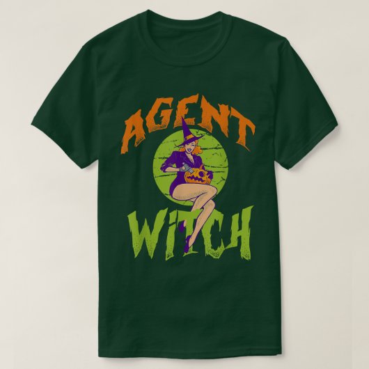 T-shirt Sorcière agent - Drôle agent Halloween (Design devant)