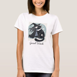 T-shirt sorcière avec chat noir