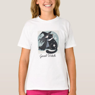 T-shirt sorcière avec chat noir