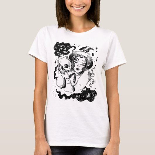 T-shirt Sorcière avec crâne (Devant)