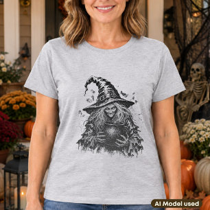T-shirt  Sorcière avec illustration gothique vintage de ch
