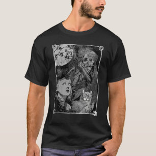 T-shirt Sorcière avec un chat et la Faucheuse Occult sombr