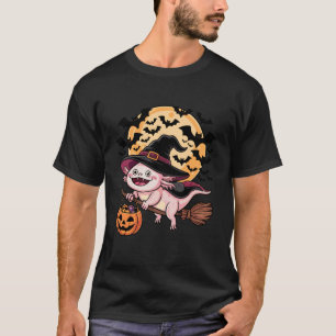 T-shirt Sorcière Axolotl Citrouille d'Halloween Seau de Bo