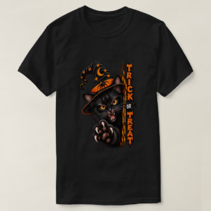 T-shirt Sorcière Chat Noir Effrayant Halloween Trick or Tr