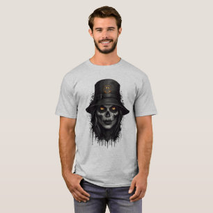 T-shirt Sorcière Crâne Effrayant avec Yeux Lumineux Art