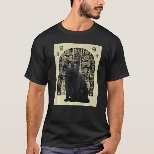 T-shirt Sorcière d'Animal de Chat Noir (Devant)