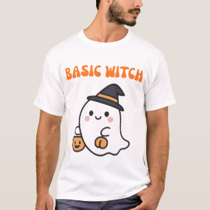 T-shirt Sorcière de base Halloween Fantôme Mignon