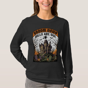 T-shirt sorcière de ramasseur de facture d'Halloween balai
