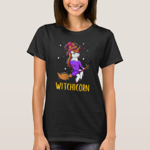 T-shirt Sorcière de Witchcorn Licorne montant un balai d'H