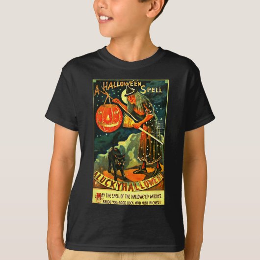 T-shirt Sorcière d'Halloween Art Retro vintage (Devant)