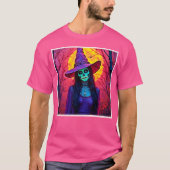 T-shirt Sorcière d'Halloween avec conception de visage crâ (Devant)