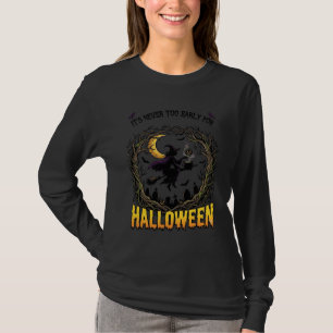 T-shirt Sorcière d'Halloween Chaudron Lune Cimetière Arbre