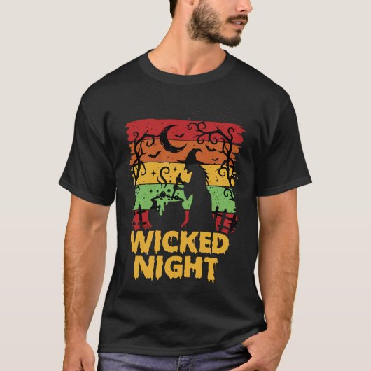 T-shirt Sorcière d'Halloween Chaudron Nuit (Devant)