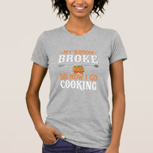 T-shirt Sorcière d'Halloween Cuisine Balai Cassé Conceptio