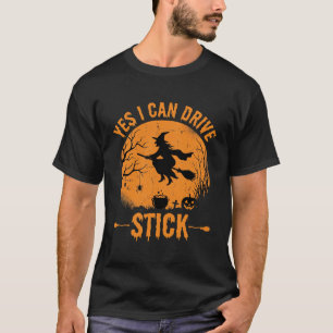 T-shirt Sorcière d'Halloween Drive Stick Graphique_1