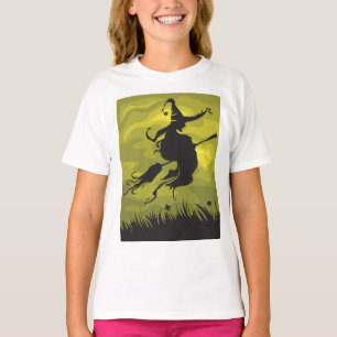 T-shirt Sorcière d'Halloween effrayante volant sur un bala