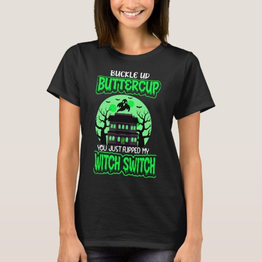 T-shirt Sorcière drôle d'Halloween en néon vert (Devant)