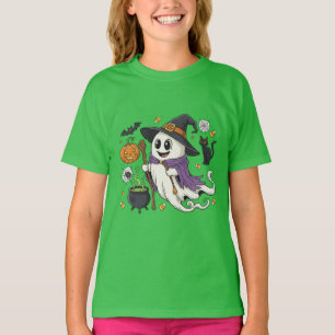 T-shirt Sorcière Éffrayante adorable avec Citrouille et no