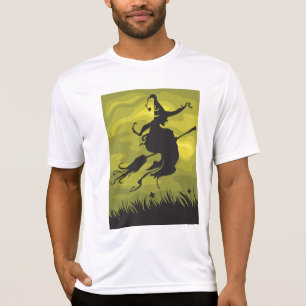 T-shirt Sorcière effrayante d'Halloween volant sur un bala