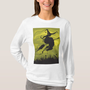 T-shirt Sorcière effrayante d'Halloween volant sur un bala