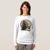 T-shirt Sorcière Et Chat Halloween (Devant entier)