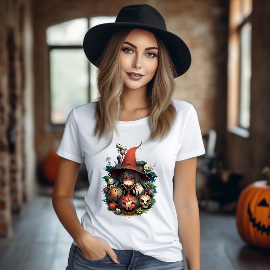 T-shirt sorcière et citrouille