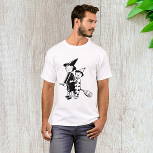T-shirt Sorcière et clown d'Halloween chevauchant un balai