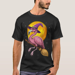 T-shirt Sorcière flamant rose chevauchant un balai