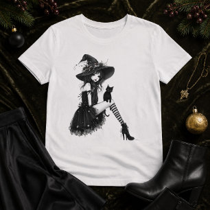 T-shirt Sorcière gothique assise – Élégance sombre Witchco
