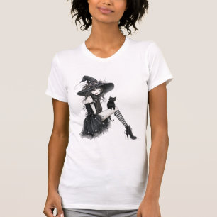 T-shirt Sorcière gothique assise – Élégance sombre Witchco