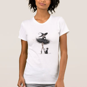T-shirt Sorcière gothique & chat – Art de witchcore fémini