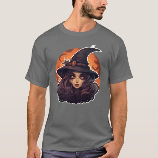 T-shirt Sorcière Halloween de mignons amis (Devant)