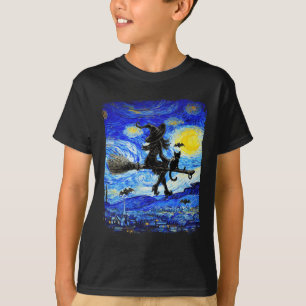 T-shirt Sorcière Halloween Starry Night Van Gogh Aesthétiq