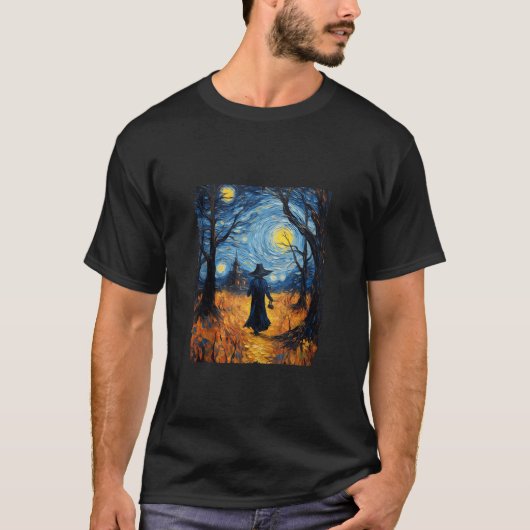 T-shirt Sorcière Halloween Starry Night Van Gogh Costume A (Devant)