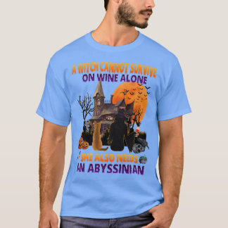 T-shirt Sorcière Halloween sur le vin et drôle Abyssinian