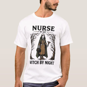 T-shirt Sorcière infirmière de jour sorcière de nuit Hallo