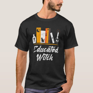 T-shirt Sorcière instruite Éffrayant livre Shelf Halloween