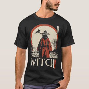 T-shirt Sorcière moderne Red Sun Art féminin gothique