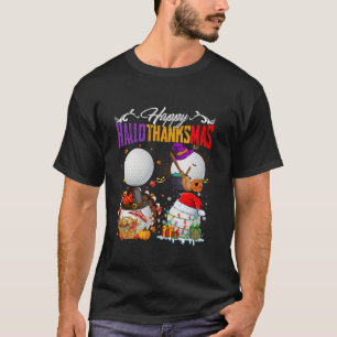 T-shirt Sorcière pèlerin Père Noël Golf Balls Happy HalloT